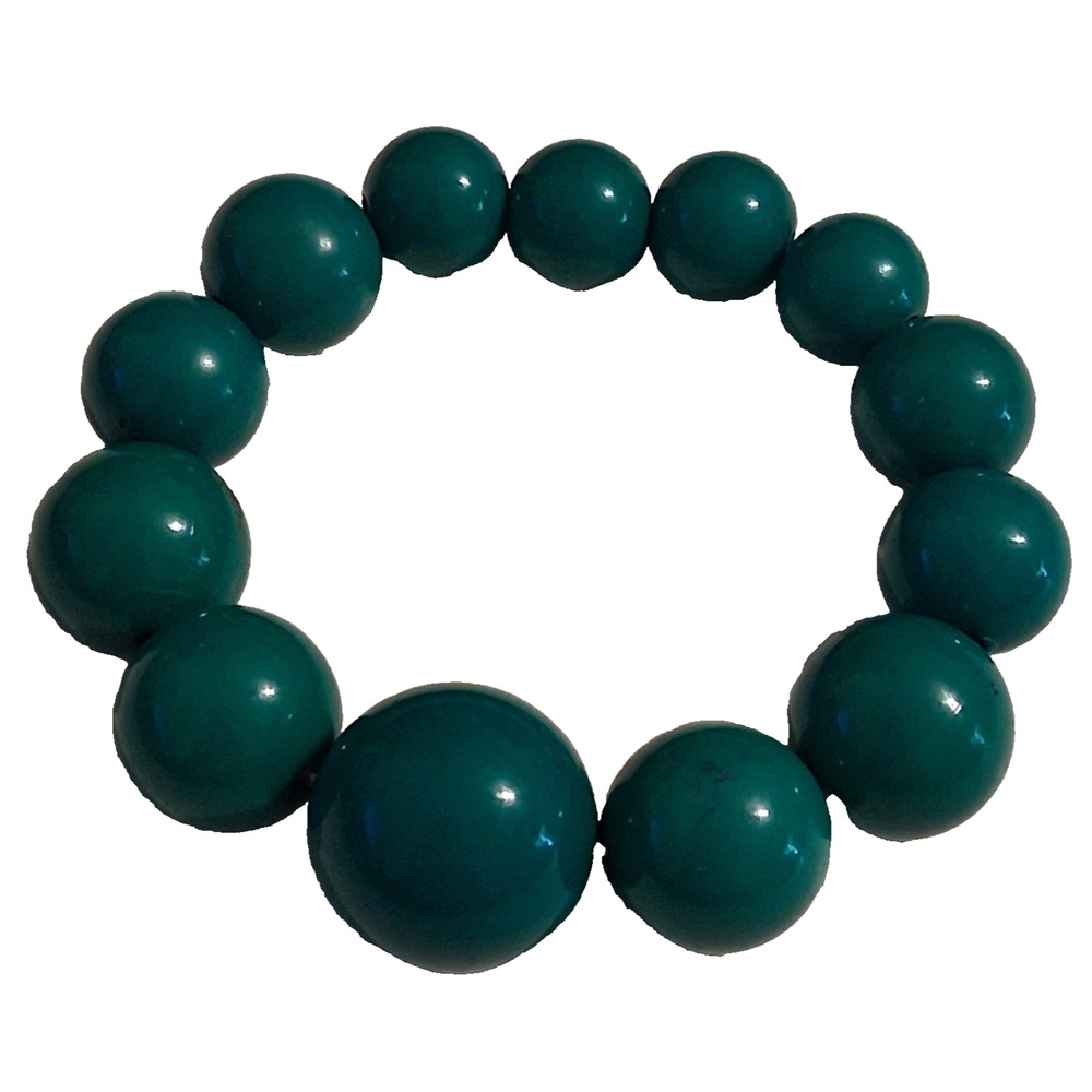 Vintage Graduated Green Round Bead Stretch Bracelet Womens Fashion Jewelry